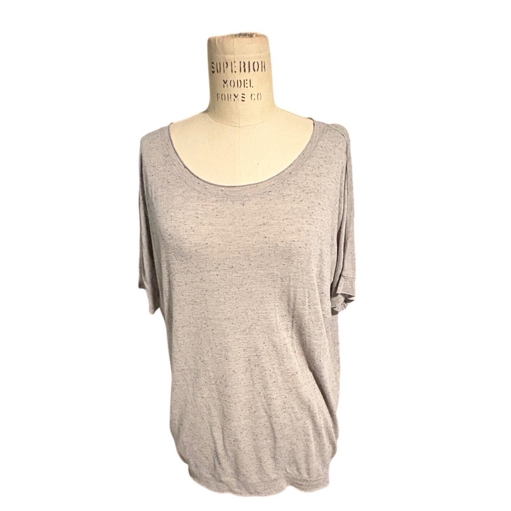 Cabi Womens S Grey Dark‎ Speckled Scoop Neck Dolman Short Sleeve Knit Top